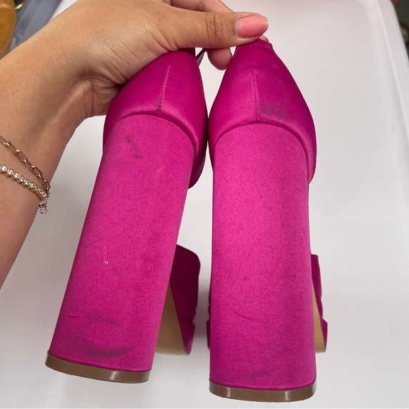 Mango Satin Platform Heel Fuschia Size 7 - Picture 2 of 5